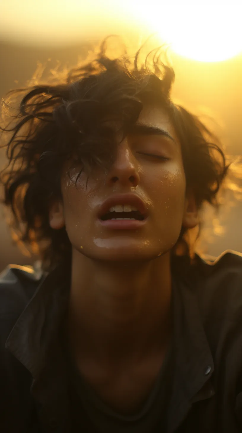 Against the sun — Photo: Norbert Banhalmi A woman turns her face up into low golden sunlight, eyes closed.